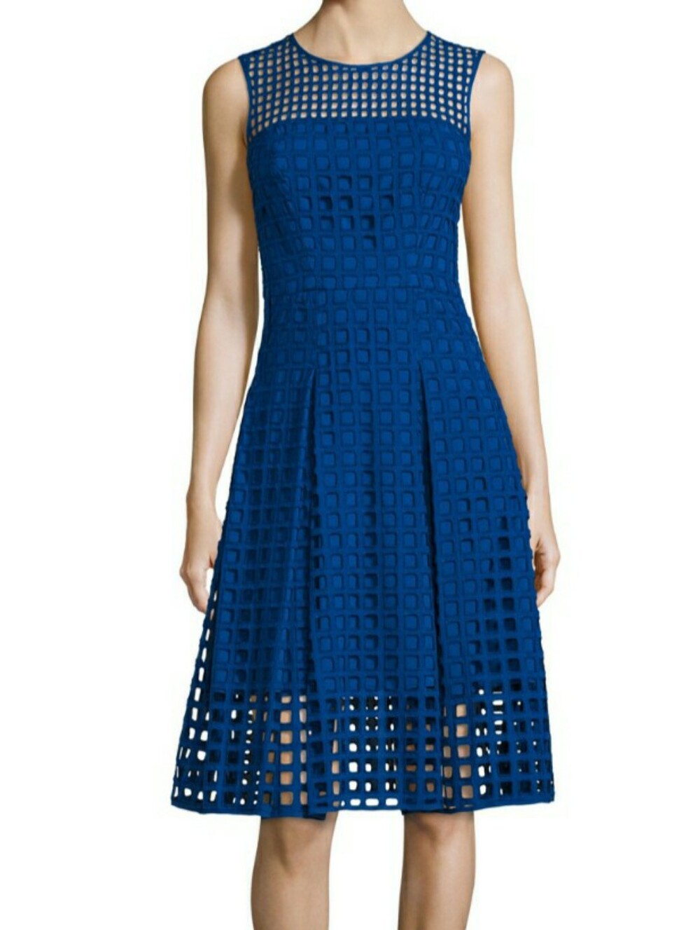 New $750 Milly Runway Cobalt Puzzle Filament Dress S2